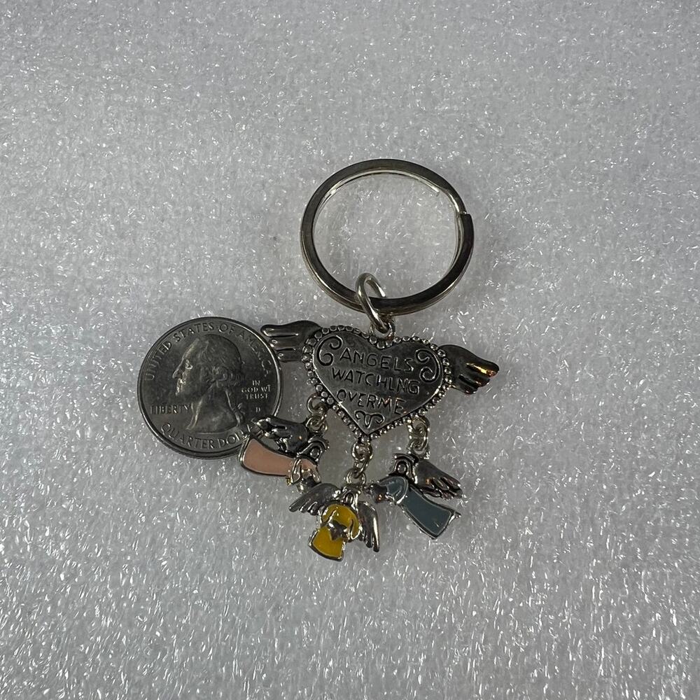 Deadstock Silver Tone Angels Spiritual Guardian Angels Watching Over Me Keychain - Picture 10 of 12